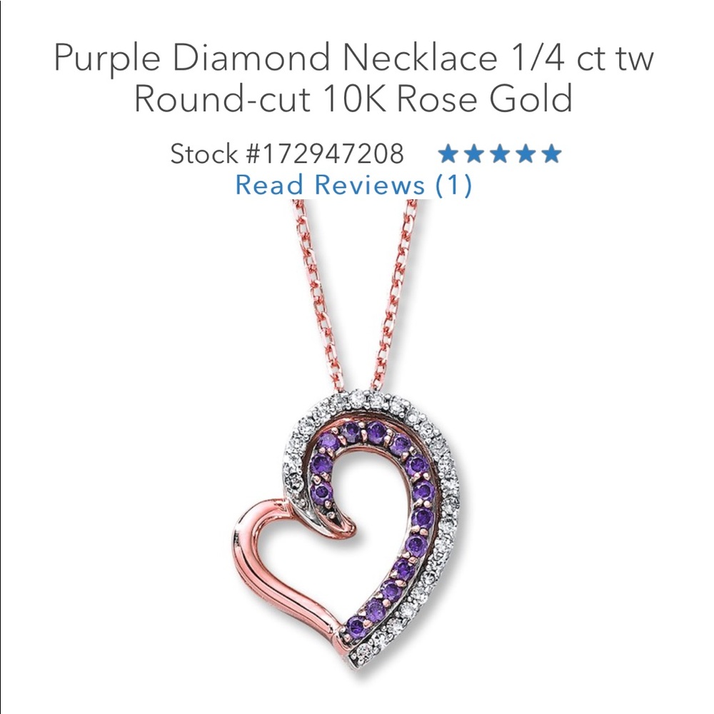 PurpleDiamondNecklace 1/4 ct Round-cut10K RoseGold